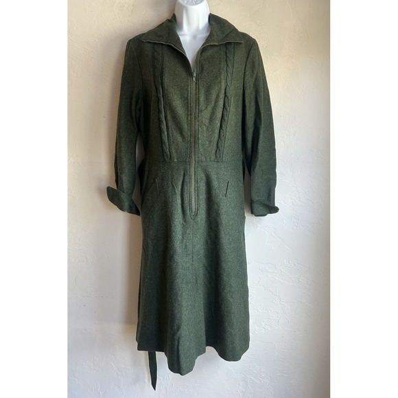 Vintage Lodenfrey Green Wool Coat Dress Heritage Loden Dark Academia 42 EU - Picture 3 of 14